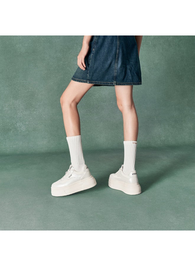 St&Sat Saturday Women's Spring Breathable Perforated Platform Sneakers For Height Increase, Outdoor Casual Sports Shoes For Petite Women - Image 4