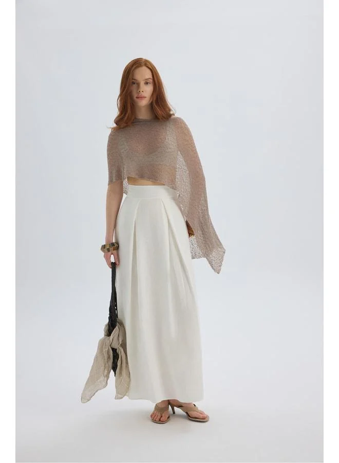 Mombasa Pleated Detail Ecru Skirt.