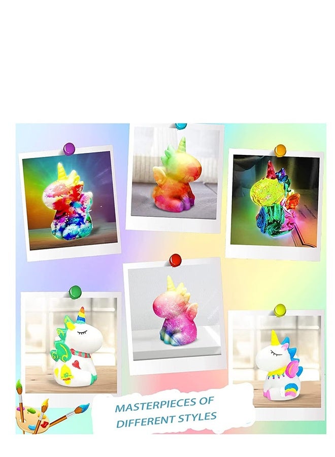 DAREU DIY Unicorn Night Light Kit for Girls – Paint Your Own Unicorn Lamp with 12 Colors, Brushes & Palette – Child-Safe, Non-Toxic Craft Set for Ages 3–14 - Image 3