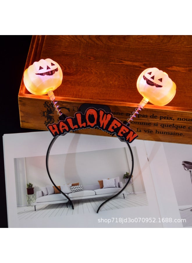 Cross-border Halloween Party Luminous Pumpkin Lantern Hoop Ghost Festival Stage Performance Supplies Skull Head Hoop Hair Hoop Props 
