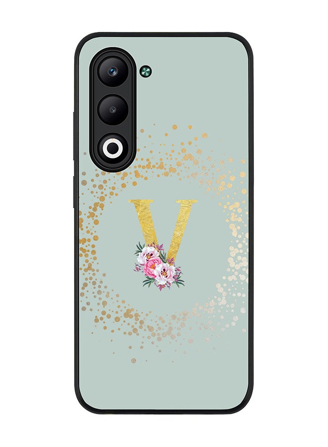 Stylizedd For Oppo A5 5G / A5 4G Case,Slim fit Camera Protection, Shockproof Thin Phone cover  - Custom Monogram Floral - V  (Light Grey )