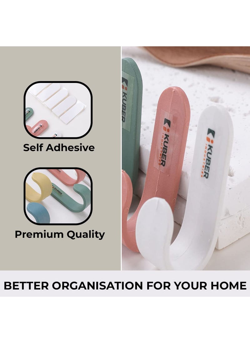 Kuber Industries Kuber Industries Sticky Hooks for WallPremium PP BuildDurable RustProofSelf Adhesive Hook for Easy InstallationMultiPurpose Wall Hooks for Bathroom Kitchen BedroomPack of 51601Multicolor  - Image 3
