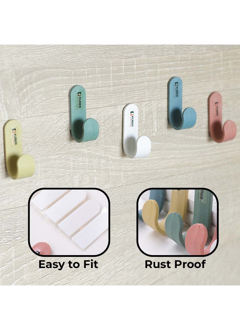Kuber Industries Kuber Industries Sticky Hooks for WallPremium PP BuildDurable RustProofSelf Adhesive Hook for Easy InstallationMultiPurpose Wall Hooks for Bathroom Kitchen BedroomPack of 51601Multicolor  - Image 4