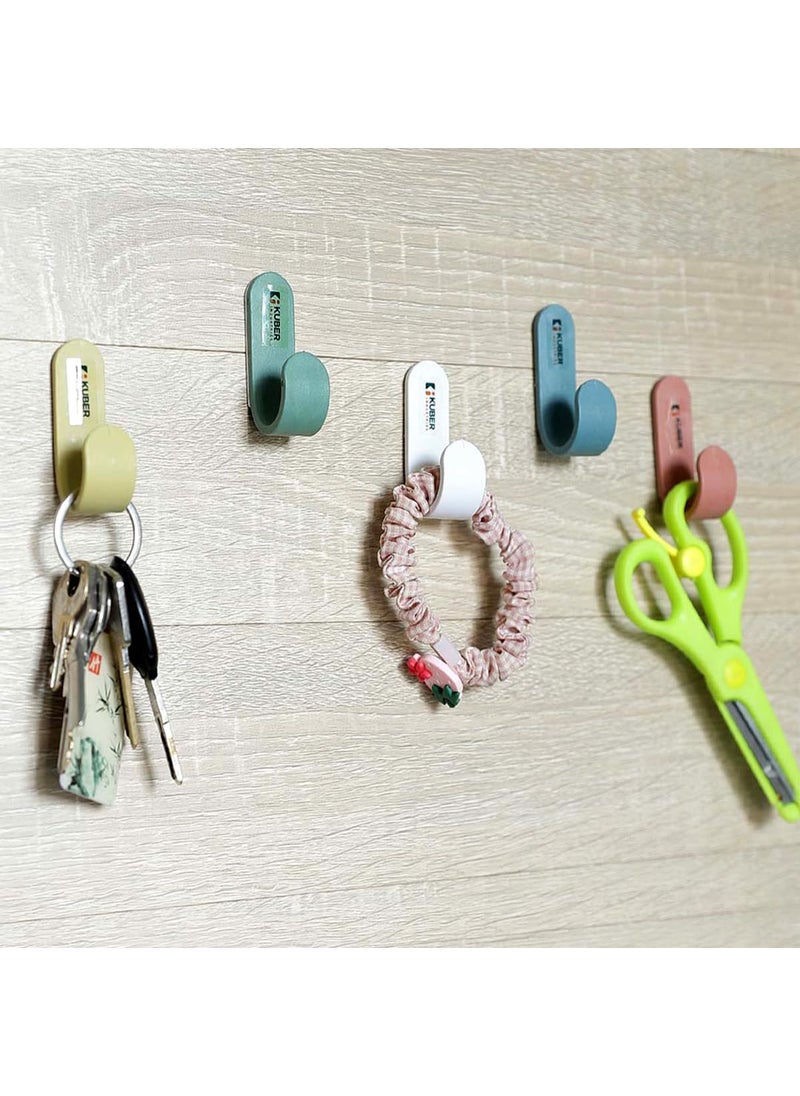 Kuber Industries Kuber Industries Sticky Hooks for WallPremium PP BuildDurable RustProofSelf Adhesive Hook for Easy InstallationMultiPurpose Wall Hooks for Bathroom Kitchen BedroomPack of 51601Multicolor  - Image 1