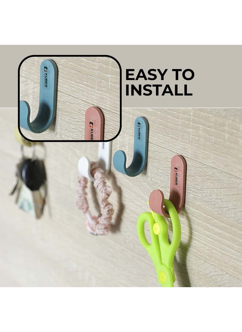Kuber Industries Kuber Industries Sticky Hooks for WallPremium PP BuildDurable RustProofSelf Adhesive Hook for Easy InstallationMultiPurpose Wall Hooks for Bathroom Kitchen BedroomPack of 51601Multicolor  - Image 5