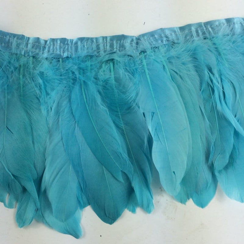 Sowder Turquoise Duck Goose Feather Trim Fringe 2 Yards - Image 2
