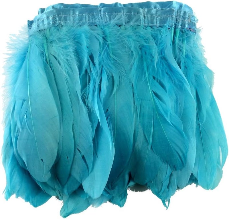 Sowder Turquoise Duck Goose Feather Trim Fringe 2 Yards - Image 1