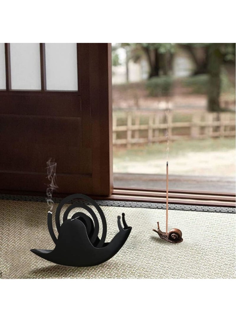SOLARAE Mosquito Coil Holder, Portable Mosquito Coil Holder, Mosquito Coil Bracket Mosquito Coil Rack Outdoor Mosquito Coil Box, Incense Ash Catcher with Snail Incense Stick Holder - Image 4