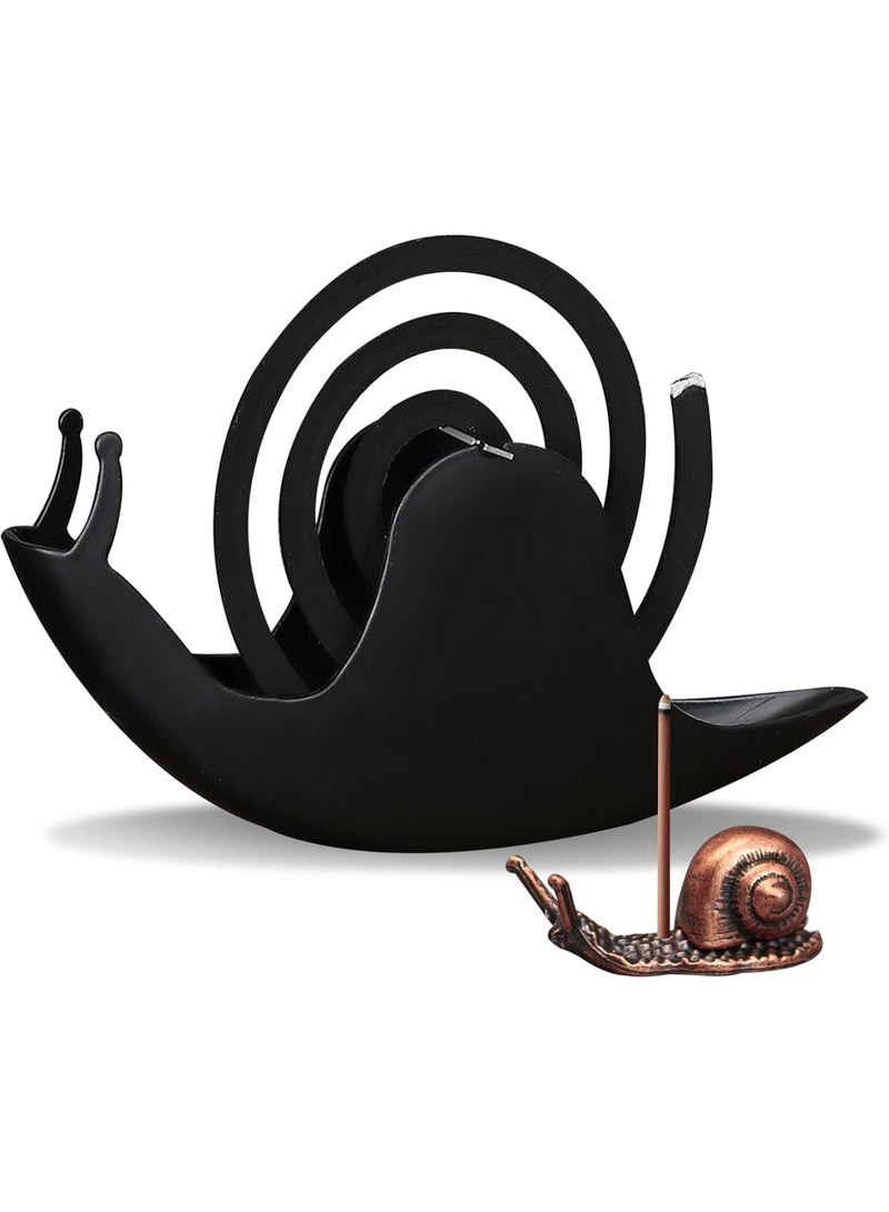 SOLARAE Mosquito Coil Holder, Portable Mosquito Coil Holder, Mosquito Coil Bracket Mosquito Coil Rack Outdoor Mosquito Coil Box, Incense Ash Catcher with Snail Incense Stick Holder - Image 1