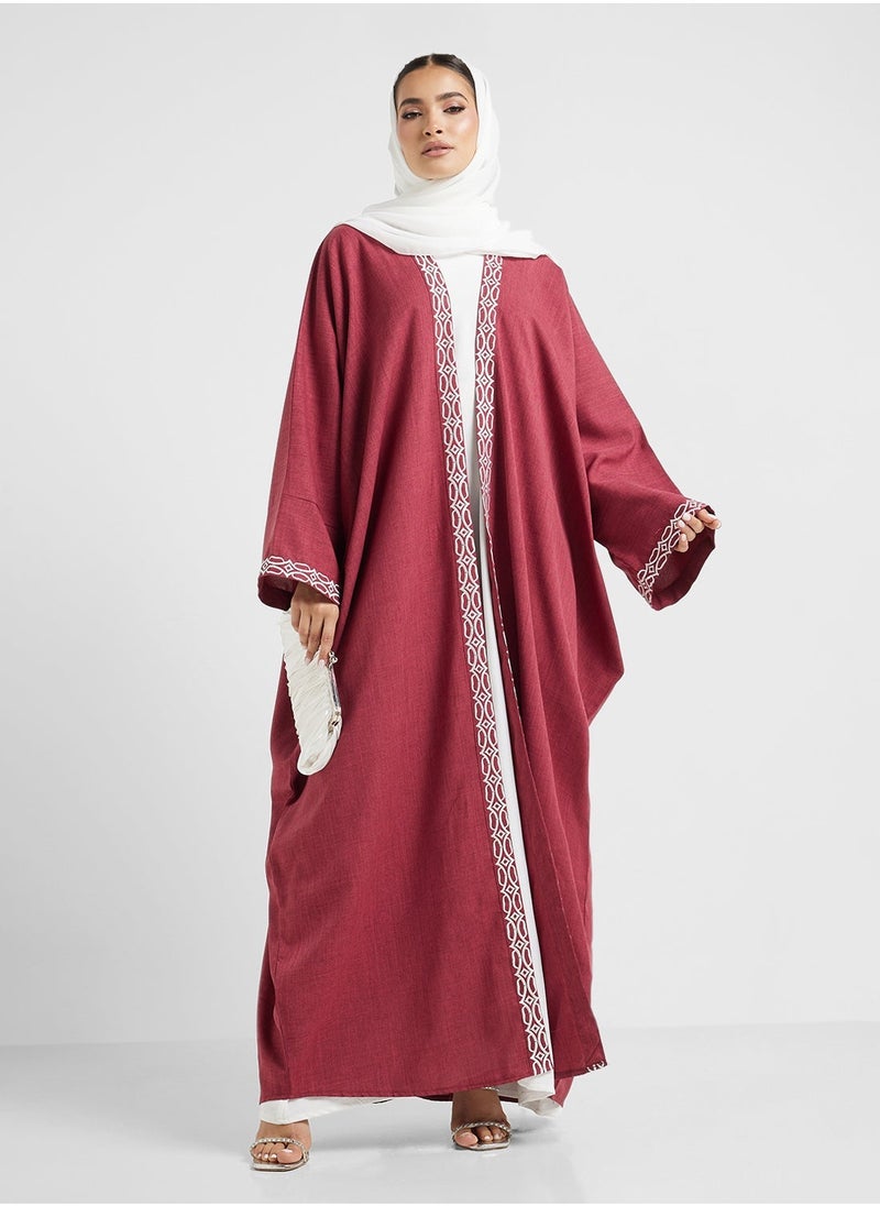 Open front Embroidered flared sleeve abaya - pzsku/Z59456FEA60DF08132C38Z/45/_/1738566423/b6ced5cb-f026-4e2e-9567-c407b07f9667