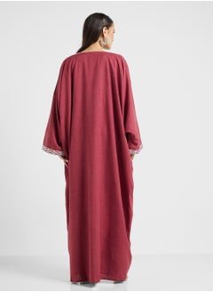 hayas closet Open front Embroidered flared sleeve abaya  - Image 2