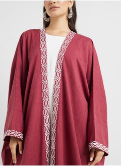 hayas closet Open front Embroidered flared sleeve abaya  - Image 3