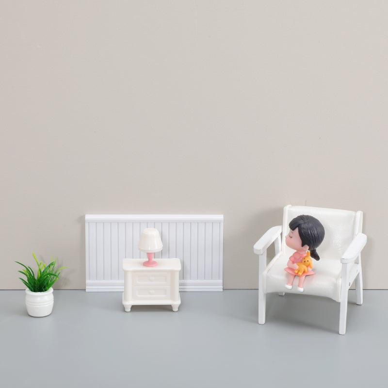 🏠 مجموعة ألواح زخرفة حائط لمنازل الدمى مقاس 9 5 5 5 0 3 سم باللون الأبيض للتزيين الداخلي - Image 4