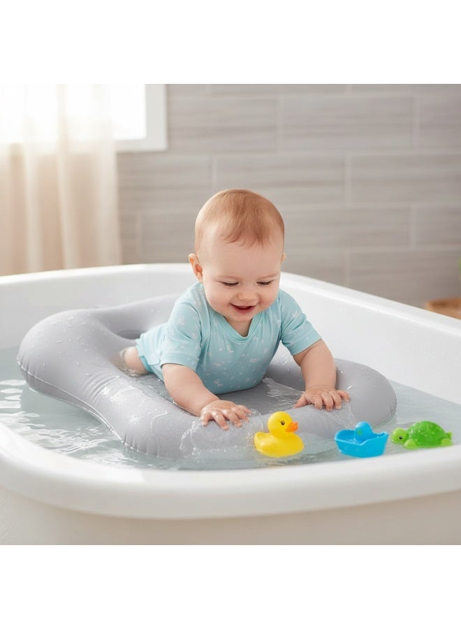 عام وسادة حمام للأطفال من قطعة واحدة، وسادة قابلة للنفخ خفيفة الوزن ومحمولة، وسادة مقعد معززة للملعب، وسادة جلوس قابلة للطي ومقاومة للماء لرفع الارتفاع للتخييم في الهواء الطلق والمشي لمسافات طويلة والشاطئ والمكتب (رمادي) - Image 1