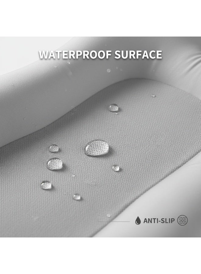 عام وسادة حمام للأطفال من قطعة واحدة، وسادة قابلة للنفخ خفيفة الوزن ومحمولة، وسادة مقعد معززة للملعب، وسادة جلوس قابلة للطي ومقاومة للماء لرفع الارتفاع للتخييم في الهواء الطلق والمشي لمسافات طويلة والشاطئ والمكتب (رمادي) - Image 3