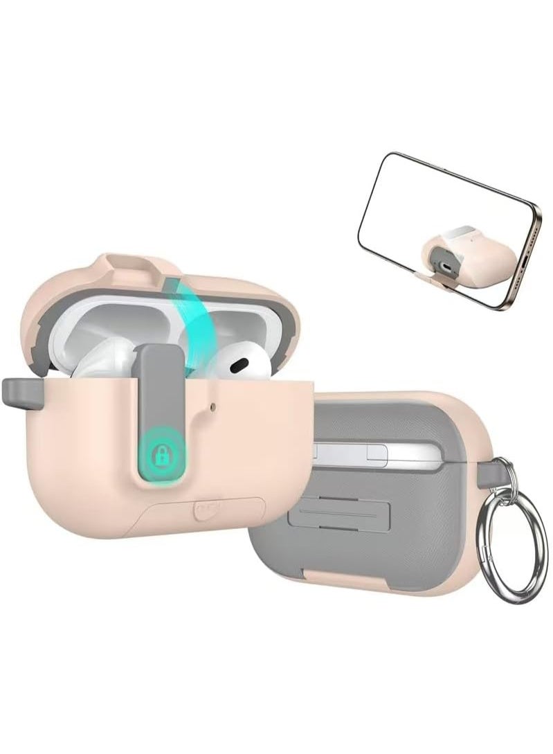 AirPods Pro 3 Case, Silicone Protective Cover with Automatic Switch Lock, Smart Stand, Shockproof Hard Shell, Wireless Charging Compatible, (Pink) - Image 2