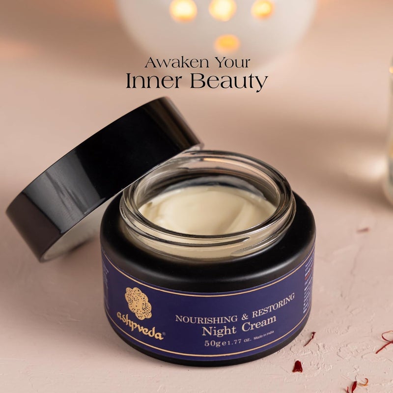 Ashpveda Sandalwood Saffron Nourishing and Restoring Night Cream Anti Aging Cream Reduces Fine Lines Wrinkles Oil Free Non Sticky Moisturizer For Glowing Youthful All Skin Type 30 gm - Image 3