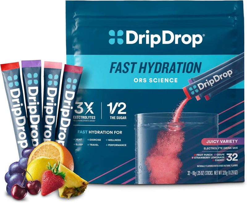 DripDrop Juicy Variety Electrolyte Drink Mix for Everyone