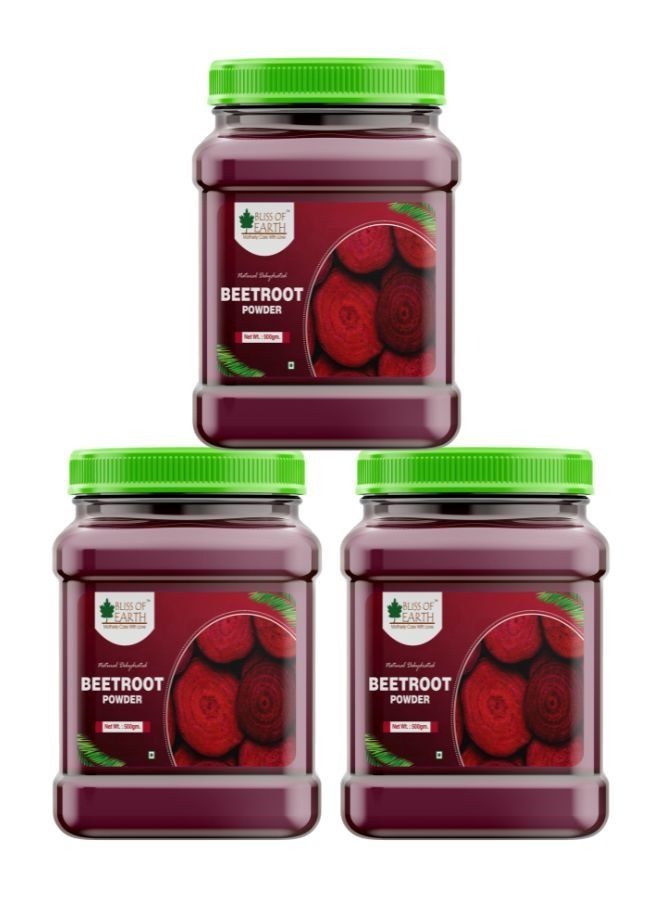 BLISS OF EARTH 500gm Beetroot Powder For Juice For Eating Face Skin Whitening Natural Dehydrated Chukundar Powder Pack of 3 - Image 1