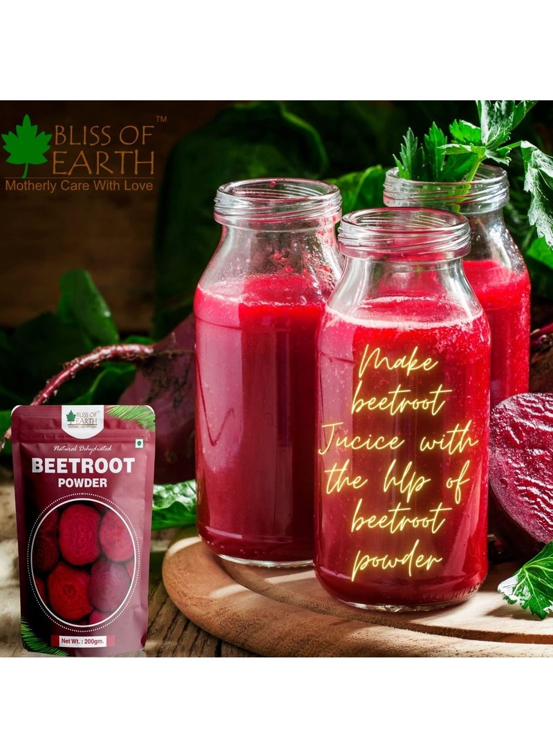 BLISS OF EARTH 500gm Beetroot Powder For Juice For Eating Face Skin Whitening Natural Dehydrated Chukundar Powder Pack of 3 - Image 3
