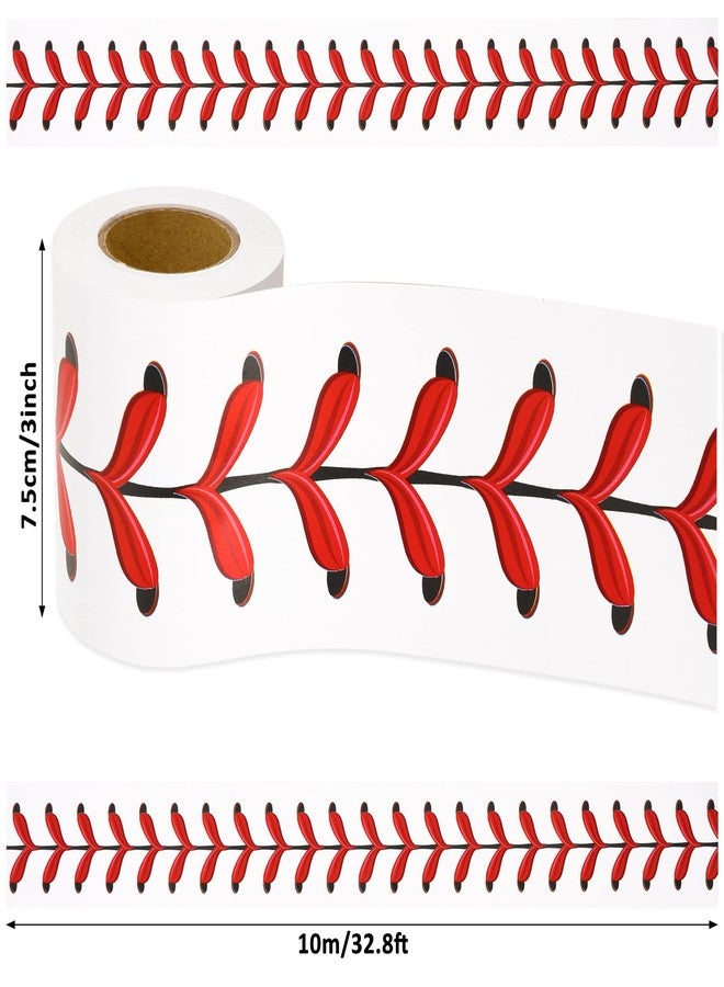 Whaline 32.8ft Baseball Bulletin Board Borders Sport Theme Die-Cut Bulletin Board Baseball Patterned Rolled Trim Border for Sport Party Back to School Classroom Office Chalkboard Decoration - Image 2