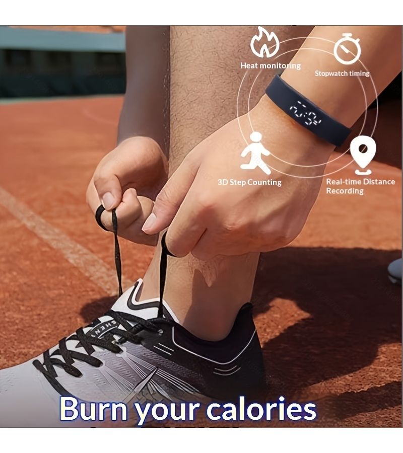 3 PCS Pink LED Vibrating Alarm Smart Watch Fitness Tracker With Calorie Counter USB Rechargeable - Image 4