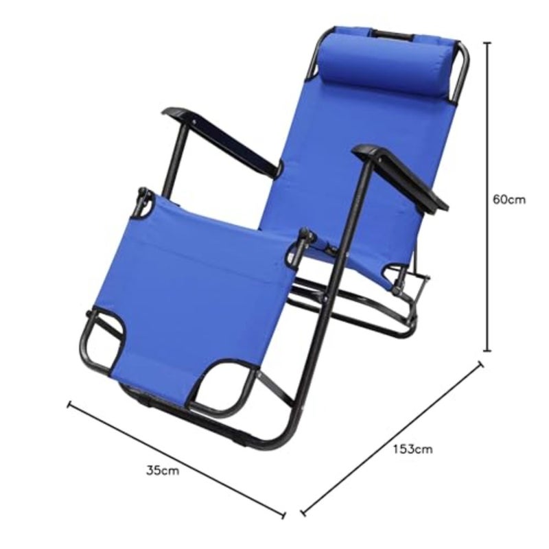 Egardenkart Reclinable Camping Chair Folding Camping Chairs for Adults with Armrests Lightweight Portable for Beach, Caravan Trips, BBQs, Garden, Picnic Blue Large - Image 2
