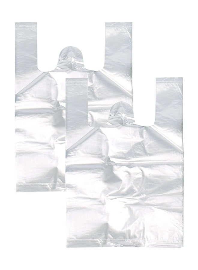 وهاواي Plastic Disposable Grocery Bags with Handle 100 Count Plastic T-Shirt Bags Measures 32x52cm Disposable Shopping Bag White  - Image 1