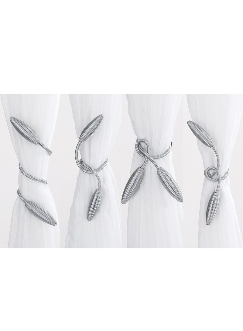 Oasisgalore 2 pcs 20 inch Grey Twist Curtain Tiebacks, Creative Window Drape Curtain Hold Back. Decorative Holdbacks  - Image 3