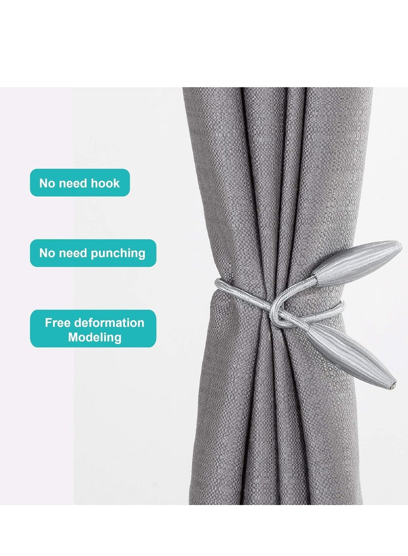 Oasisgalore 2 pcs 20 inch Grey Twist Curtain Tiebacks, Creative Window Drape Curtain Hold Back. Decorative Holdbacks  - Image 4