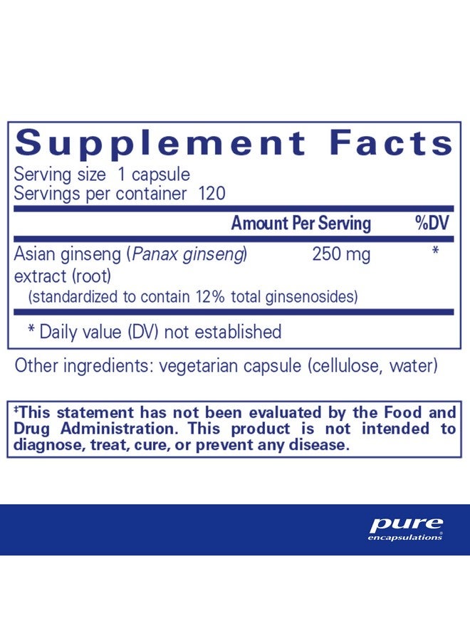 Pure Encapsulations Panax Ginseng | Hypoallergenic Supplement Helps The Body Adapt to Occasional Physical Stress* | 120 Capsules - Image 2