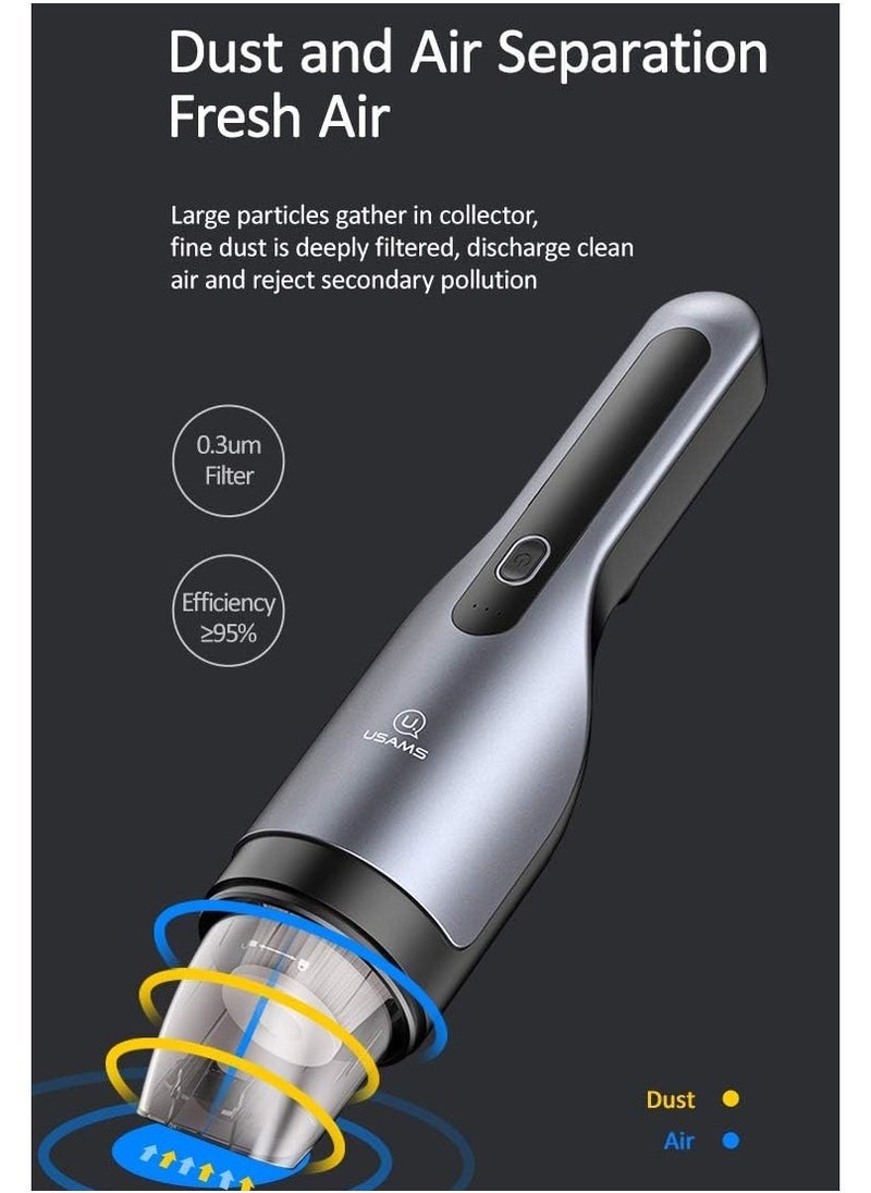 Usams Portable Car Vacuum Cleaner – High Power 120W Suction for Wet & Dry Cleaning | Compact Handheld Auto Vacuum with HEPA Filter, Extension Hose & Nozzle Attachments | 12V DC Plug for Car Interior Cleaning | Lightweight & Easy to Store - Image 5