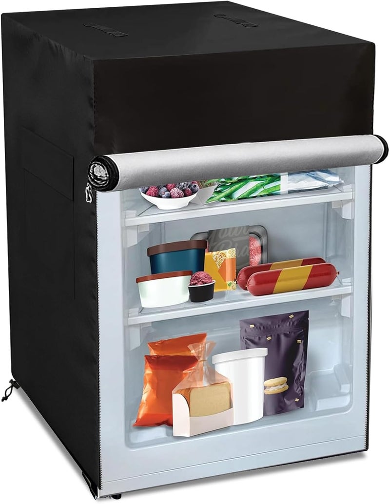 Bitubi Upright Freezers Cover,Outdoor Refrigerator Cover,– Waterproof, Dustproof, Sun-Proof, 22" W x 23" D x 34" H. Suitable for most 3.0 Cubic Compact Mini Freezer on market (Black) - Image 1