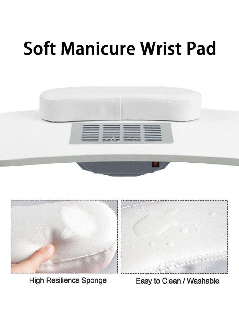Meishida Portable Manicure Table Foldable Professional Nail Desk with Dust Collector Nail Tech Table for Technician Spa Salon Workstation, Client Wrist Pad Carry Bag 4 Lockable Wheels - White - Image 5