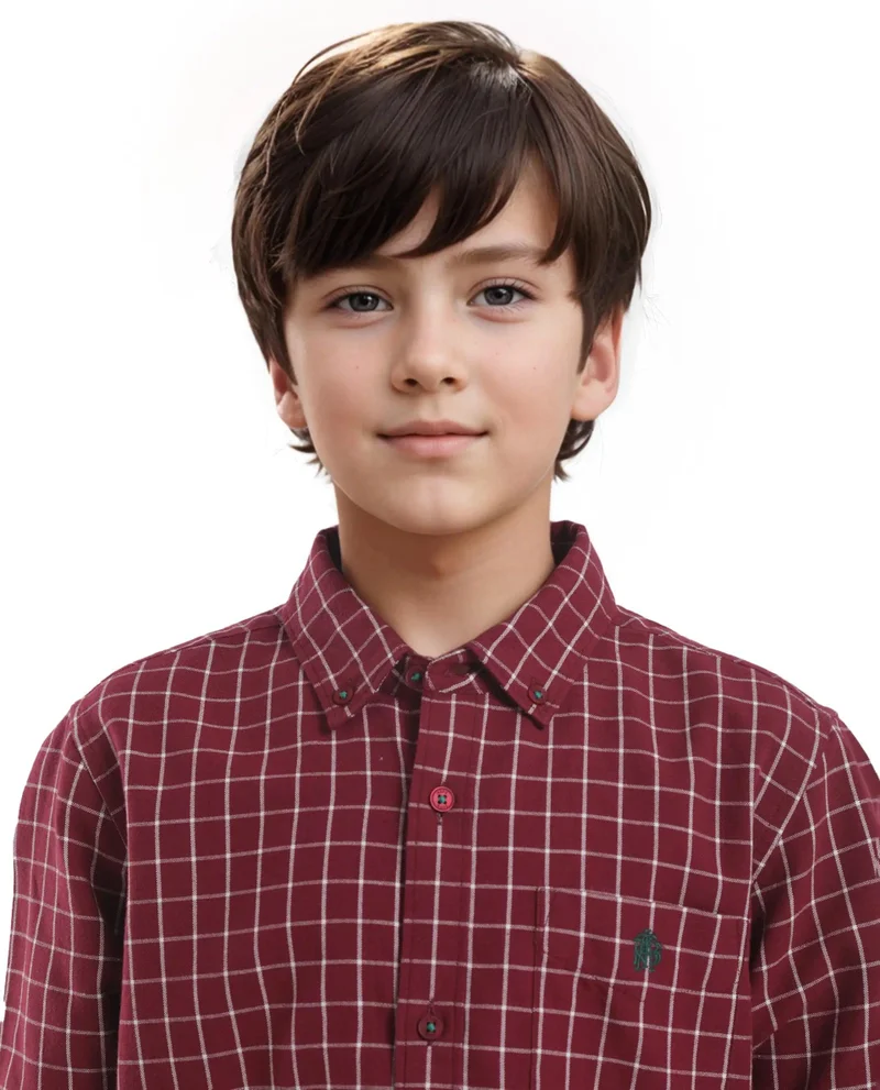 Rare Ones Rare Ones Kids Crew Red Cotton Full Sleeves Button Down Collar Regular Fit Checked Shirt