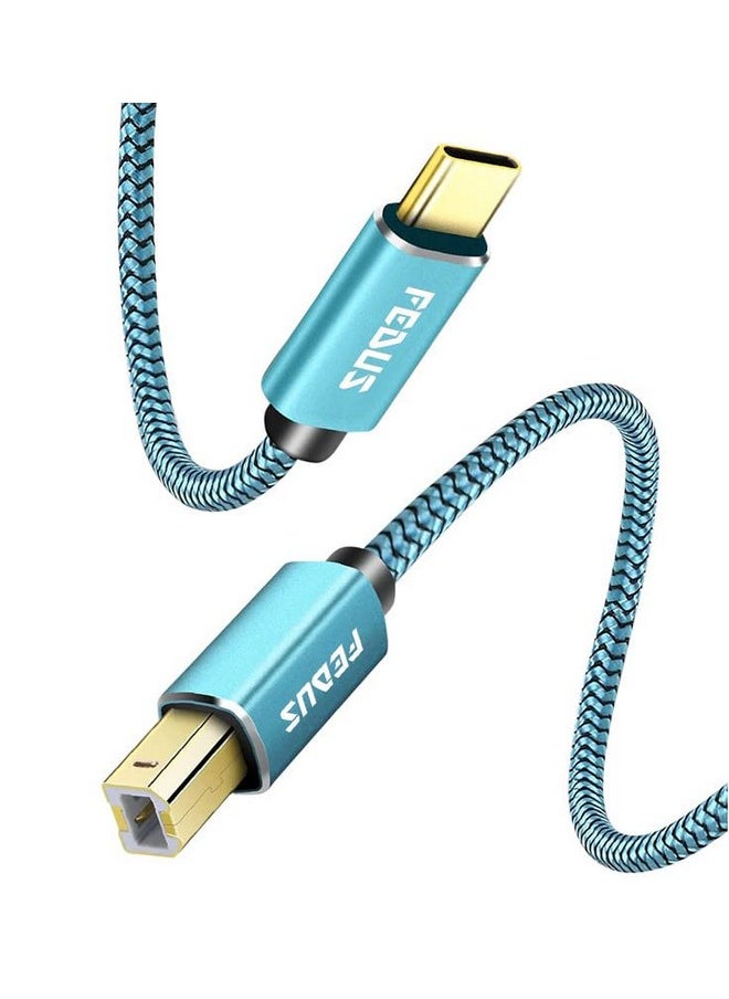 FEDUS FEDUS 1.5 Meter USB Type-C to Printer Cable, Gold Plated Nylon Braided USB Type-C to USB B Male Scanner Cord Compatible with DIMI, Google Chromebook Pixel, MacBook Pro, HP Canon Printers  - Image 1