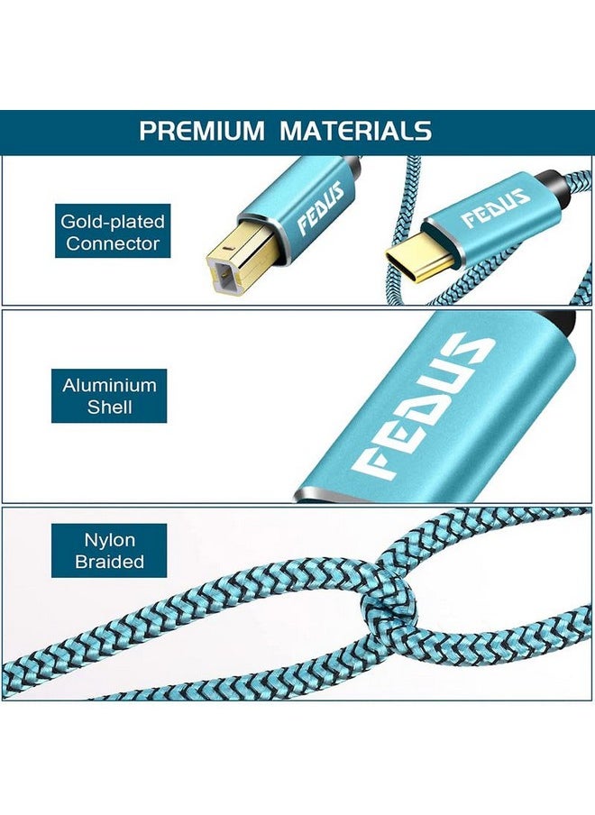 FEDUS FEDUS 1.5 Meter USB Type-C to Printer Cable, Gold Plated Nylon Braided USB Type-C to USB B Male Scanner Cord Compatible with DIMI, Google Chromebook Pixel, MacBook Pro, HP Canon Printers  - Image 3