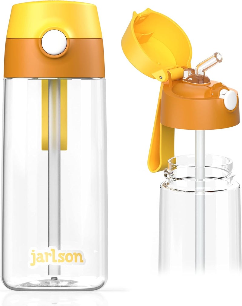 Jarlson قارورة مياه جارلسون® للأطفال، قارورة شرب مع قشة للطفل، خالية من BPA، مصنوعة من ترايتان عالي الجودة (بلاستيك)، مقاومة للتسرب، مثالية لرياض الأطفال والمدرسة والرياضة، 500 مل - Image 1
