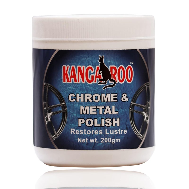 KANGAROO Chrome And Metal Polish For Chrome, Copper, Brass, Bronze, Gold, Nickel And Stainless Steel. All Metal Cleaner, Polisher And Protectant. Removes Oxidation And Discoloration (200 Gram) - Image 1