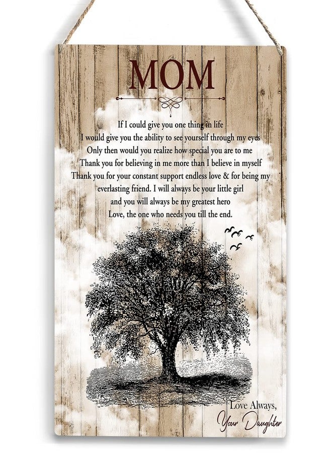 YCYD Mom Gifts Birthday Gifts for Women Mom Mother Decor Wood Sign Thank You Gifts for Mother Gifts for Mom from Daughter Birthday Gifts for Mom Mothers Day Gifts Wall Decor 8 x10 Inches - Image 1