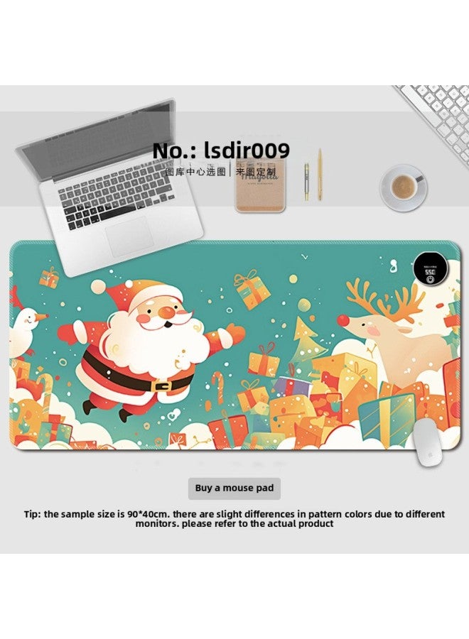 Happy Santa Claus Heating Mouse Pad Oversized Cartoon Computer Desk Pad Office Game Wrist Keypad Pad-Color:330*600*1.6mm Boxed-Pattern:Lsdlr009 - Image 1