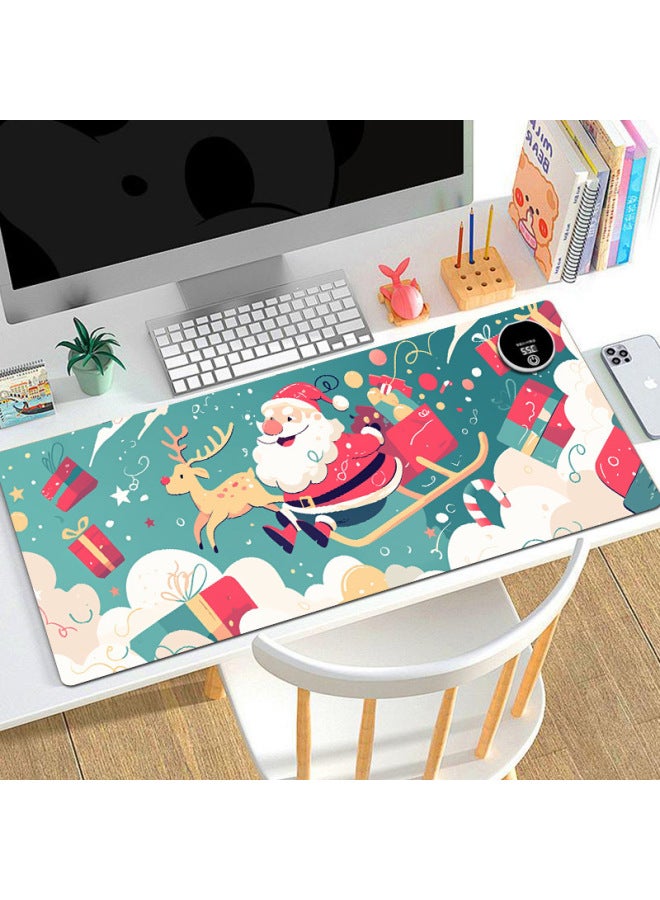 Happy Santa Claus Heating Mouse Pad Oversized Cartoon Computer Desk Pad Office Game Wrist Keypad Pad-Color:330*600*1.6mm Boxed-Pattern:Lsdlr009 - Image 2