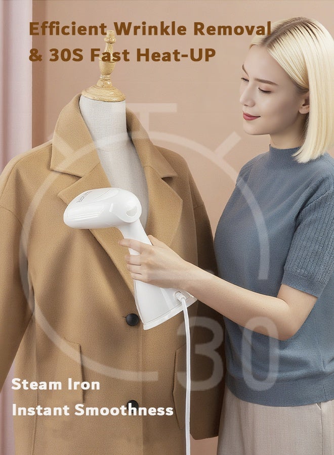 Bolivia's Garment Steamer,Upgrade Steam Iron,1500W High-Power Handheld Steamer, 300mL Water Tank,30s Fast Heat-up Ironing Wrinkle Remover,White - Image 3