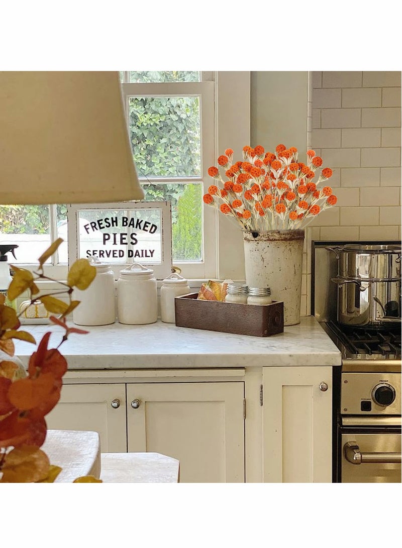 SOLARAE Fall Dried Flower, 40pcs Craspedia Billy Button Balls Flowers Orange Dried Flowers Bulk for Autumn Home Vase Kitchen DIY Wedding Table Decor - Image 3