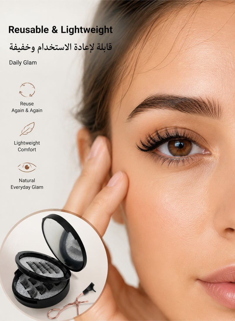 كيورو QERO طقم رموش صناعية مغناطيسية، 8 أزواج قابلة لإعادة الاستخدام بدون غراء بمظهر طبيعي مع أداة تركيب وعلبة مرآة محمولة - Image 5