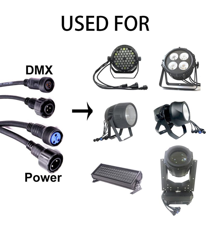 MADOWL Waterproof XLR Connection Wire 3m 9.8ft IP Rated Extension Cable, Outdoor Dmx Cable Connector Converter for Stage Lights Hand in Hand 3 Pin Dmx Terminator Plug Waterproof Wire Caps - Image 5