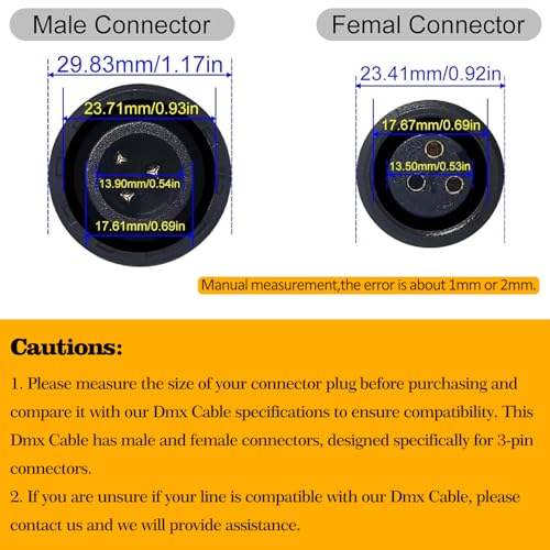 MADOWL Waterproof XLR Connection Wire 3m 9.8ft IP Rated Extension Cable, Outdoor Dmx Cable Connector Converter for Stage Lights Hand in Hand 3 Pin Dmx Terminator Plug Waterproof Wire Caps - Image 2