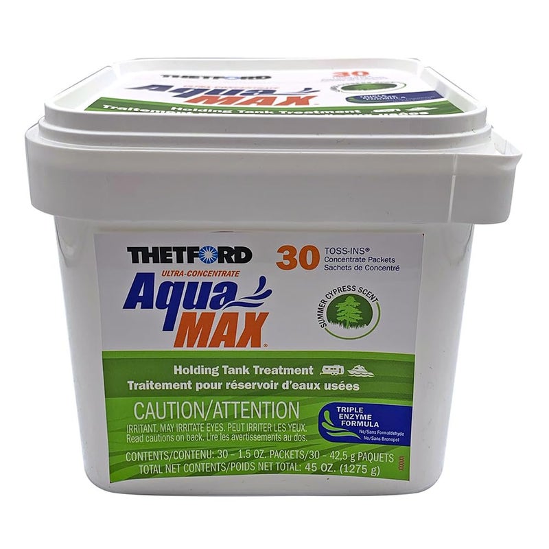 معالجة خزان الصرف الصحي THETFORD AquaMAX برائحة السرو الصيفي خالية من الفورمالديهايد 30 قطعة TossIns 96665