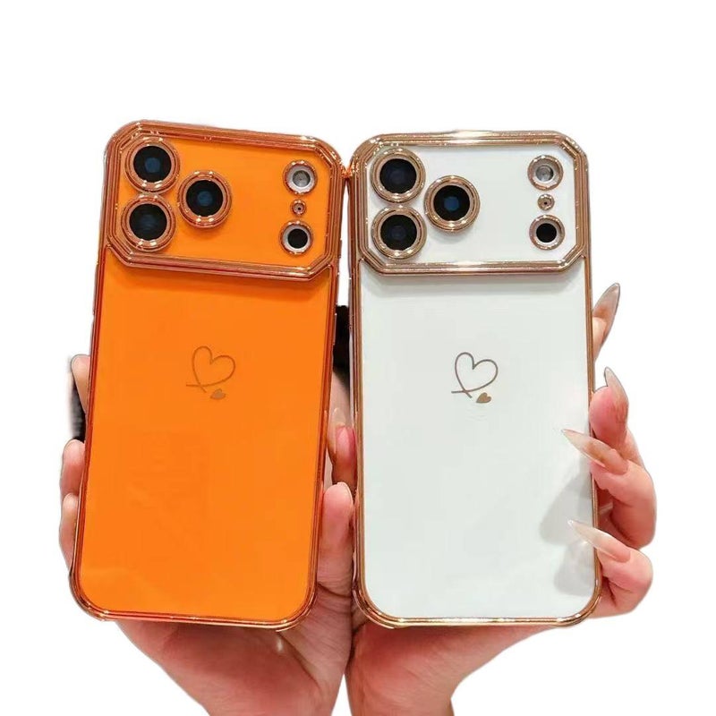 غطاء واقي بسيليكون لـ iPhone 16 / 16 Plus / 16 Pro / 16 Pro Max مع حماية من السقوط وتغطية كاملة مع مقاوم للصدمات مع مطلي بالكهرباء مع نقش قلب باللون أسود من السيليكون باللون الأسود - Image 2