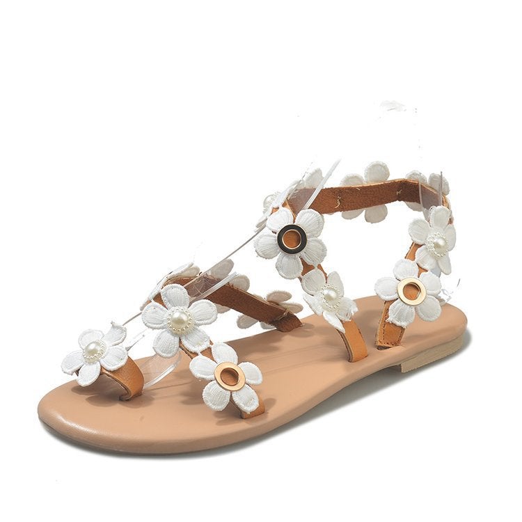 2019 Summer New Flower Large Size Sandals Bohemian Beach Shoes Toe Sandals Size 43 - Image 1